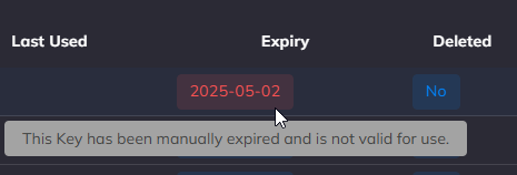 API Key Expiry Column