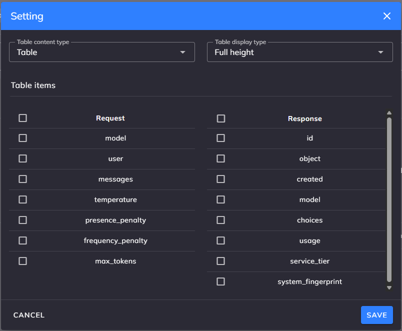Cache Settings