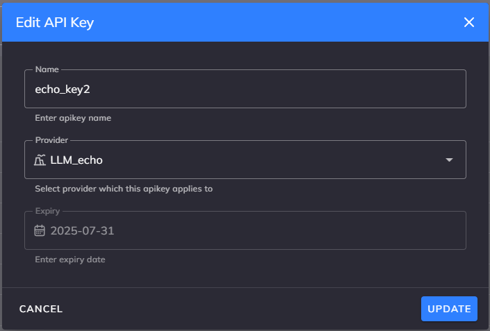 Edit API Key Dialog